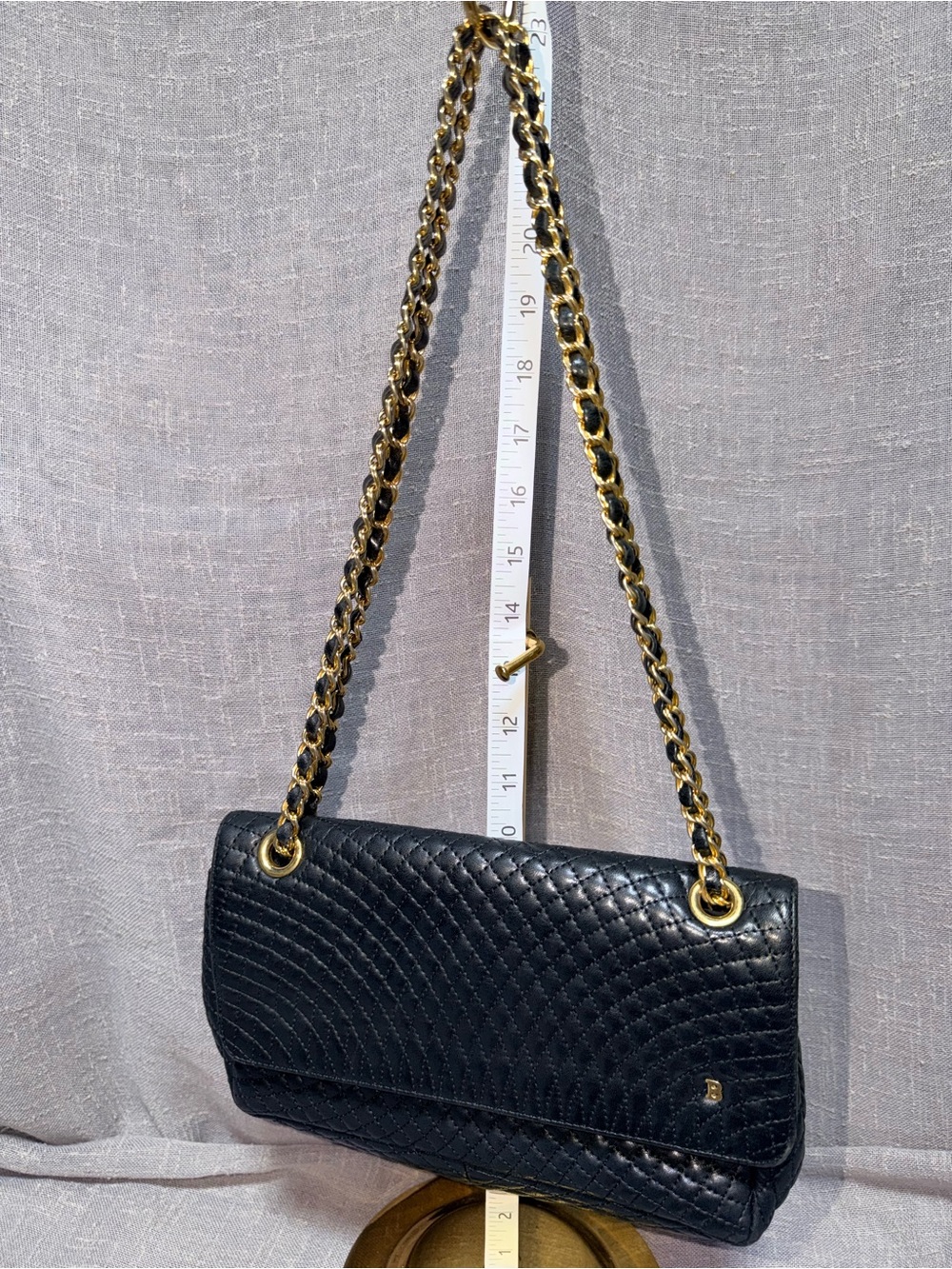 Bally Black Quilted Shoulder Bag with Gold Chain